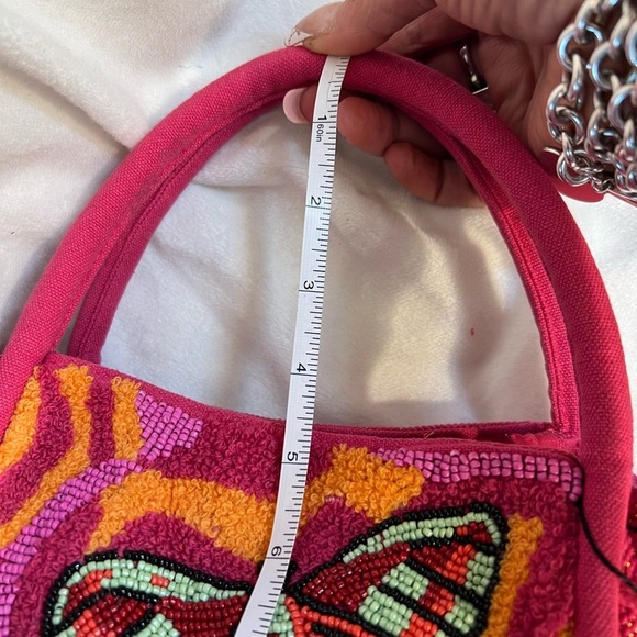 🦋🩷America & Beyond Vibrant Pink Beaded Butterfly Tote Bag🦋🩷NWT - Picture 13 of 16